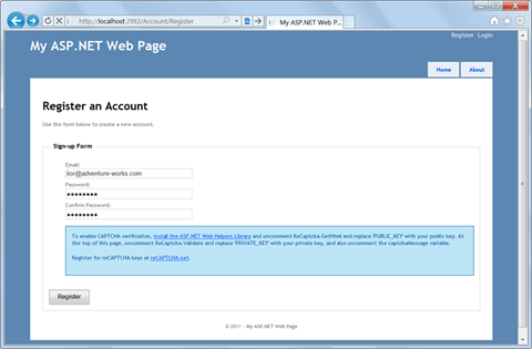 Register an account Register an account