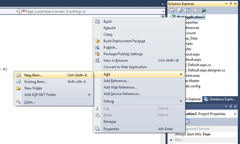 הוספת פריט לפרויקט ASP.NET הוספת פריט לפרויקט ASP.NET