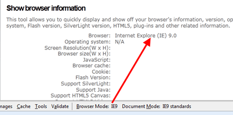 Browser mode: IE9