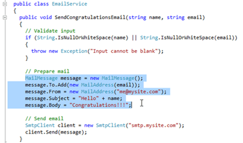 Visual Studio Express - סימון הקוד המיועד להוצאה למתודה חדשה