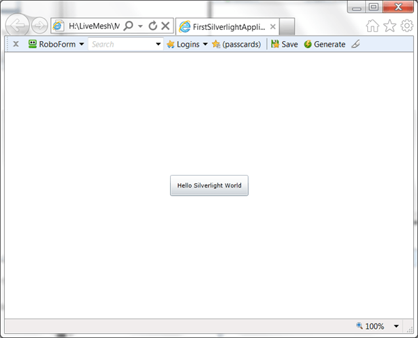 מדריך Silverlight – תוכנית ראשונה