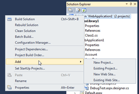 Visual Studio Express - הוספת פרוייקט דרך נווט הפתרון Visual Studio Express - הוספת פרוייקט דרך נווט הפתרון