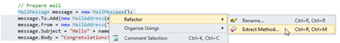 Visual Studio Express - תפריט Refactor