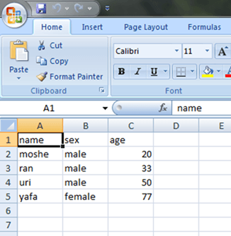 Creating CSV file with Excel