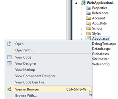Visual Studio Express - View in Browser